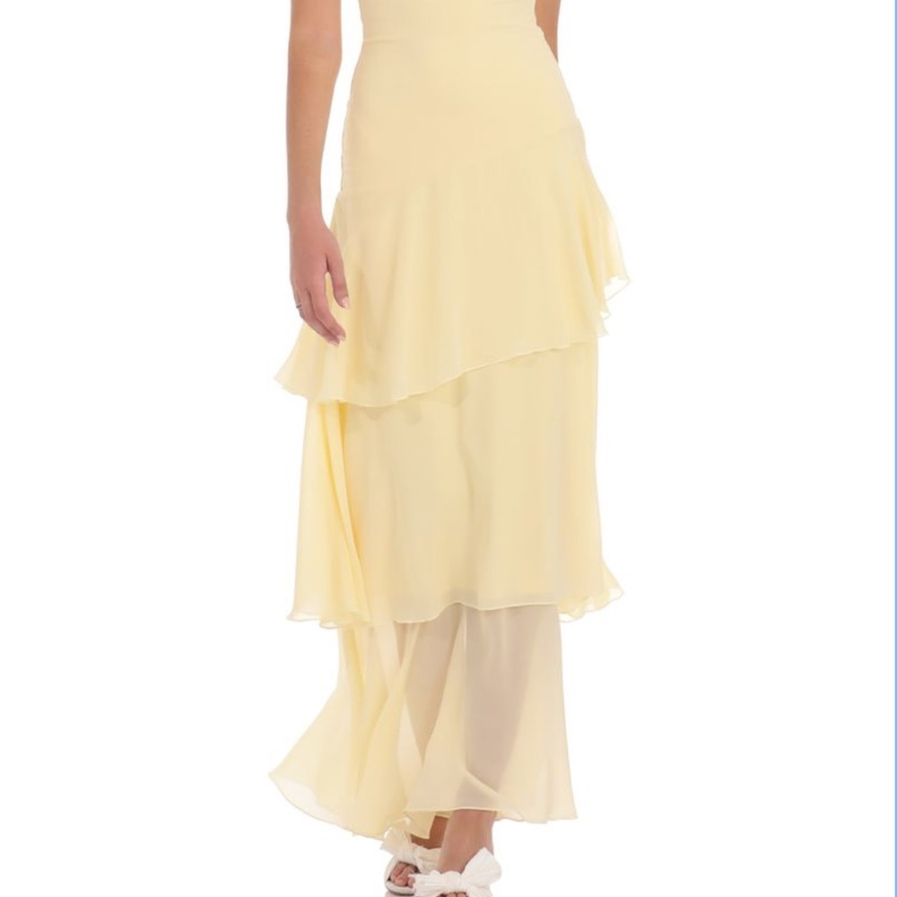Lucy in the Sky Yellow Maxi Sundress Sweetheart Neckline - Picture 2 of 2
